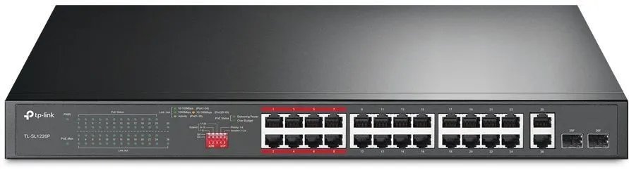 Коммутатор TP-Link (TL-SL1226P) 24x100Mb 2G 24PoE+ 250W неуправляемый