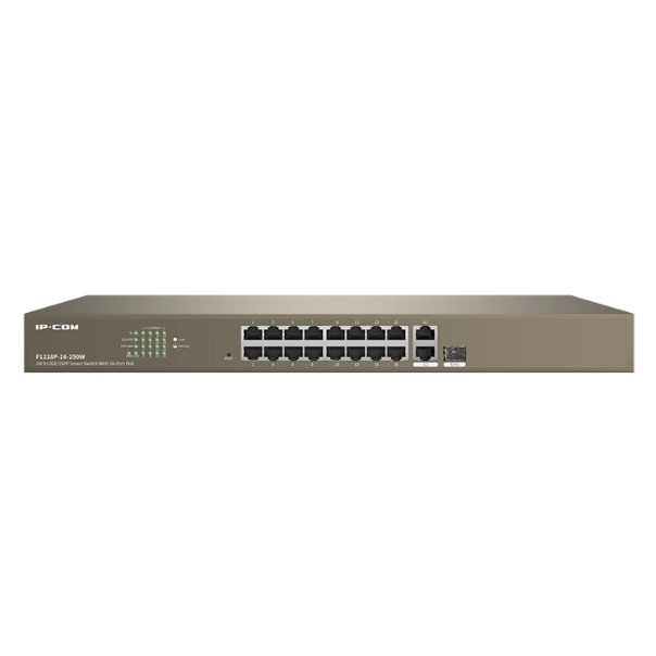 Коммутатор управляемый PoE IP-COM F1218P-16-250W 18 портов, 16х100Мбит/с, 2x1Гбит/с, SFP 1x1Гбит/с
