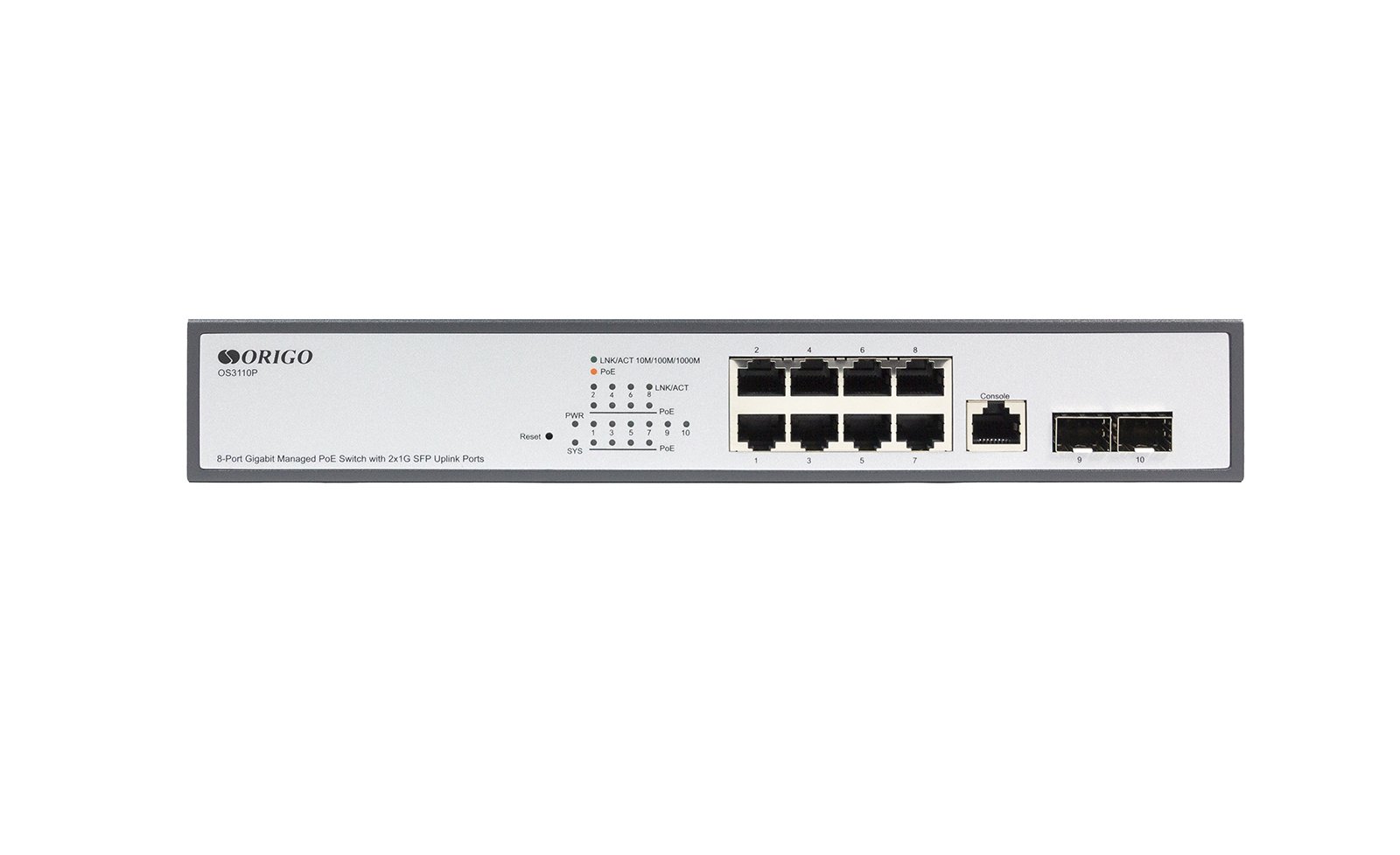 Коммутатор ORIGO (OS3110P/135W/A1A) управляемый L2 PoE 8x1000Base-T PoE+, 2x1000Base-X SFP, PoE-бюжет 135 Вт
