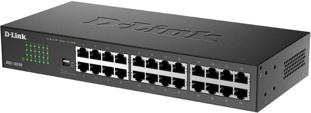 Неуправляемый коммутатор D-Link DGS-1024D/J1A с 24 портами 10/100/1000Base-T