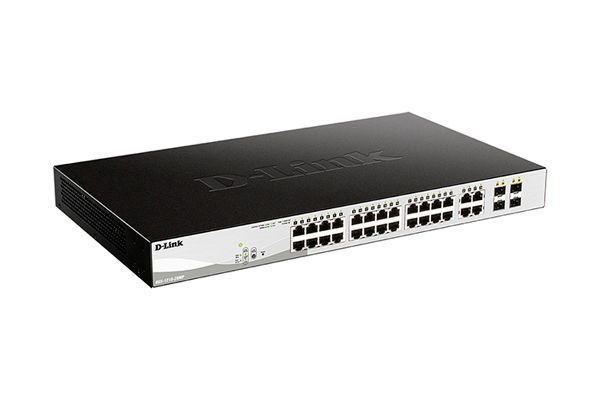 Коммутатор D-Link (DGS-1210-28MP/F4A) PROJ Smart  L2 Switch 24x1000Base-T PoE, 4xCombo 1000Base-T/SFP, PoE Budget 370W, Compact CLI