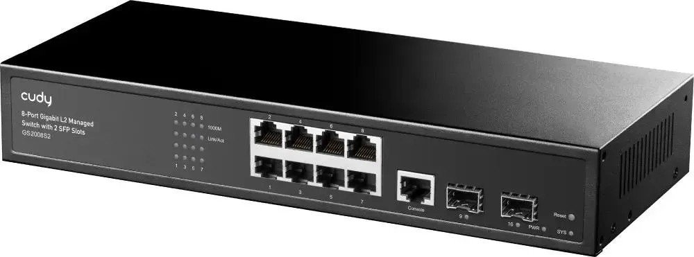 Коммутатор управляемый Cudy GS2008S2 (L2) 8x1Гбит/с 2SFP