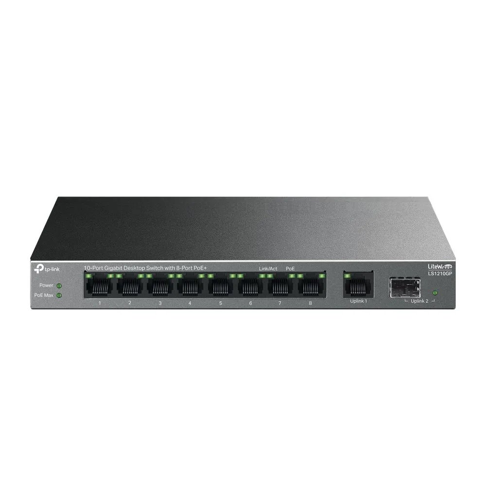 Коммутатор TP-Link LS1210GP 9x1Гбит/с 1SFP 8PoE 61W неуправляемый
