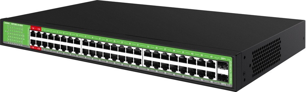 Коммутатор неуправляемый Digma DSP248G-2S-R800 DSP248G-2S-R800 V1 (L2) 48x1Гбит/с 2SFP 48PoE 48PoE+ 4PoE++ 800W