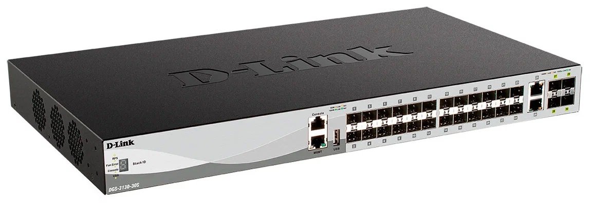 Коммутатор D-Link (DGS-3130-30S/B1A) 2x10G управляемый