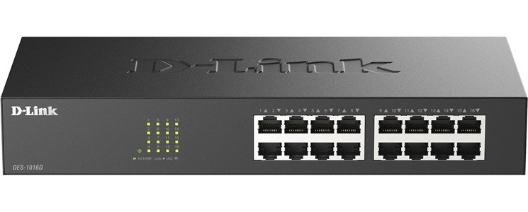 Неуправляемый коммутатор D-Link DES-1016D/I1A с 16 портами 10/100Base-TX