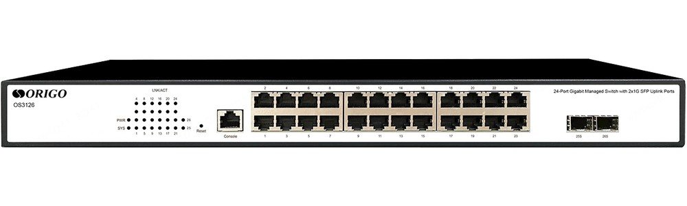 Коммутатор управляемый Origo OS3126 OS3126/A1A (L2) 24x1Гбит/с 2SFP