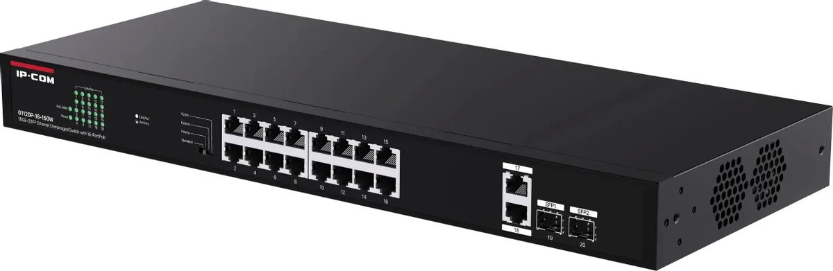 Неуправляемый PoE коммутатор IP-COM G1120P-16-250W с 16 Гигабитными портами PoE и 2 SFP портами