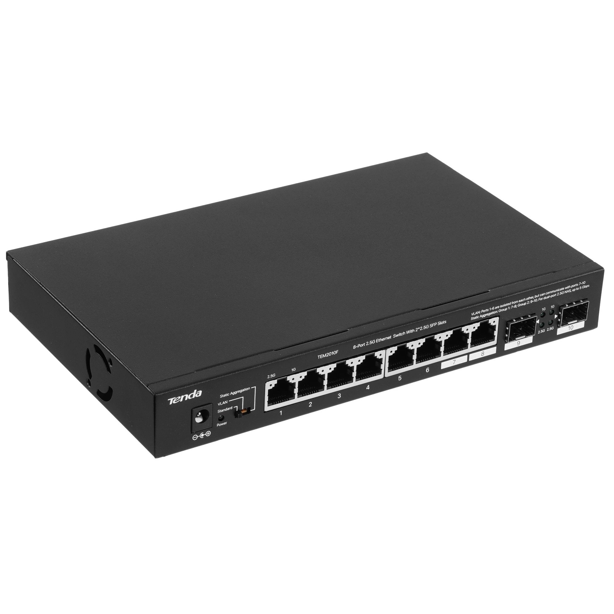Kоммутатор TENDA TEM2010F неуправляемый 2.5 гигабит, 8 порт+ порт 2/SFP, черный (1/10)
