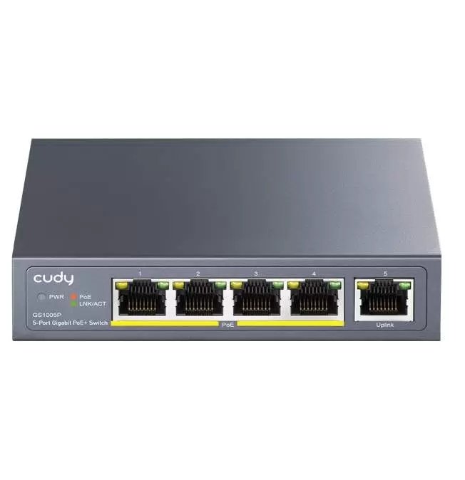 Коммутатор CUDY GS1005P неуправляемый 60 Вт с PoE гигабитный 5-портовый (1/20)