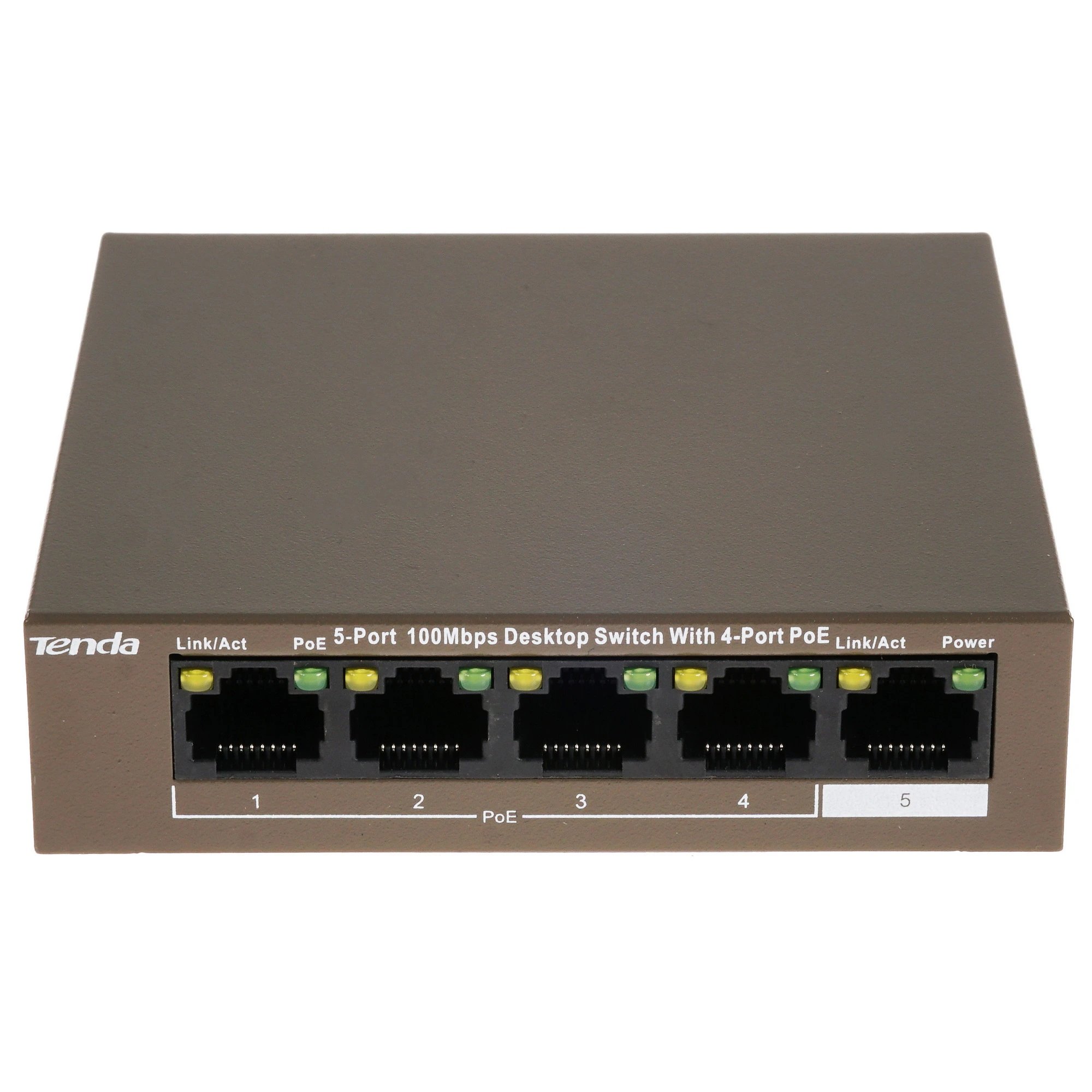 Коммутатор TENDA TEF1105P-4-38W, настольный неуправляемый PoE, 5*10/100Base-TX, мощность до 35 Вт (1/30)