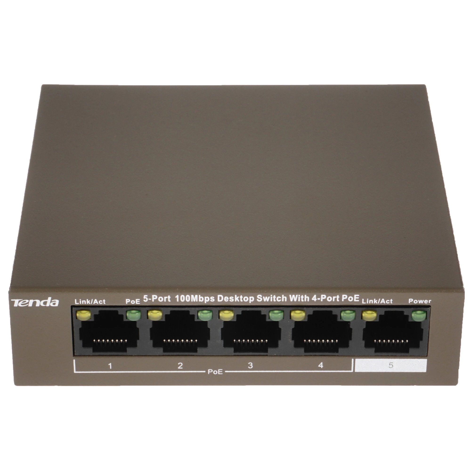 Коммутатор TENDA TEF1105P-4-63W, неуправляемый 5 портовый PoE, 5*10/100 Mbps Base-TX (1/10)