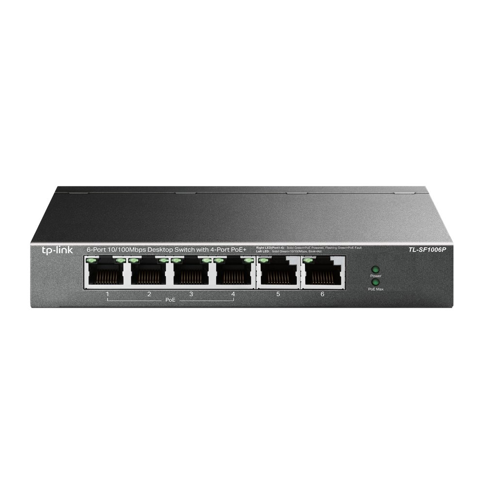 Коммутатор TP-LINK TL-SF1006P 6x100Mb 4PoE+ 67W неуправляемый (1/12)