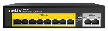 Коммутатор NETIS P110С 10x100Mb 8PoE+ 60W неуправляемый, функция PoE Watchdog (PoE авто перезагрузка) (1/20)