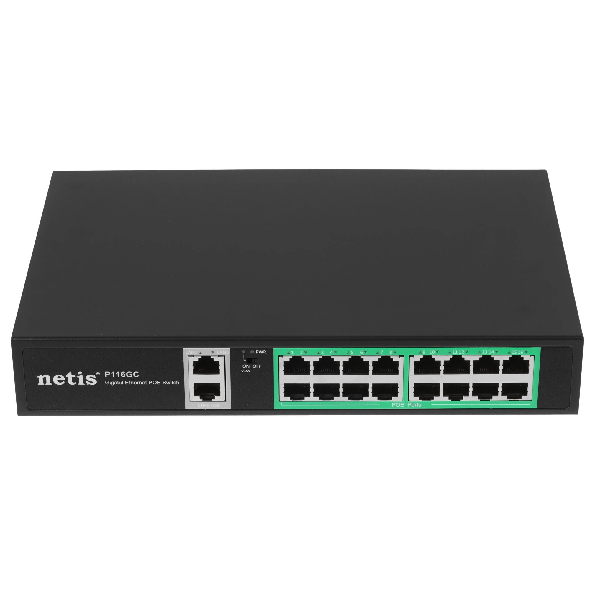 Коммутатор NETIS P116GC (L2) 18x1Гбит/с 16PoE+ 240W неуправляемый (1/10)