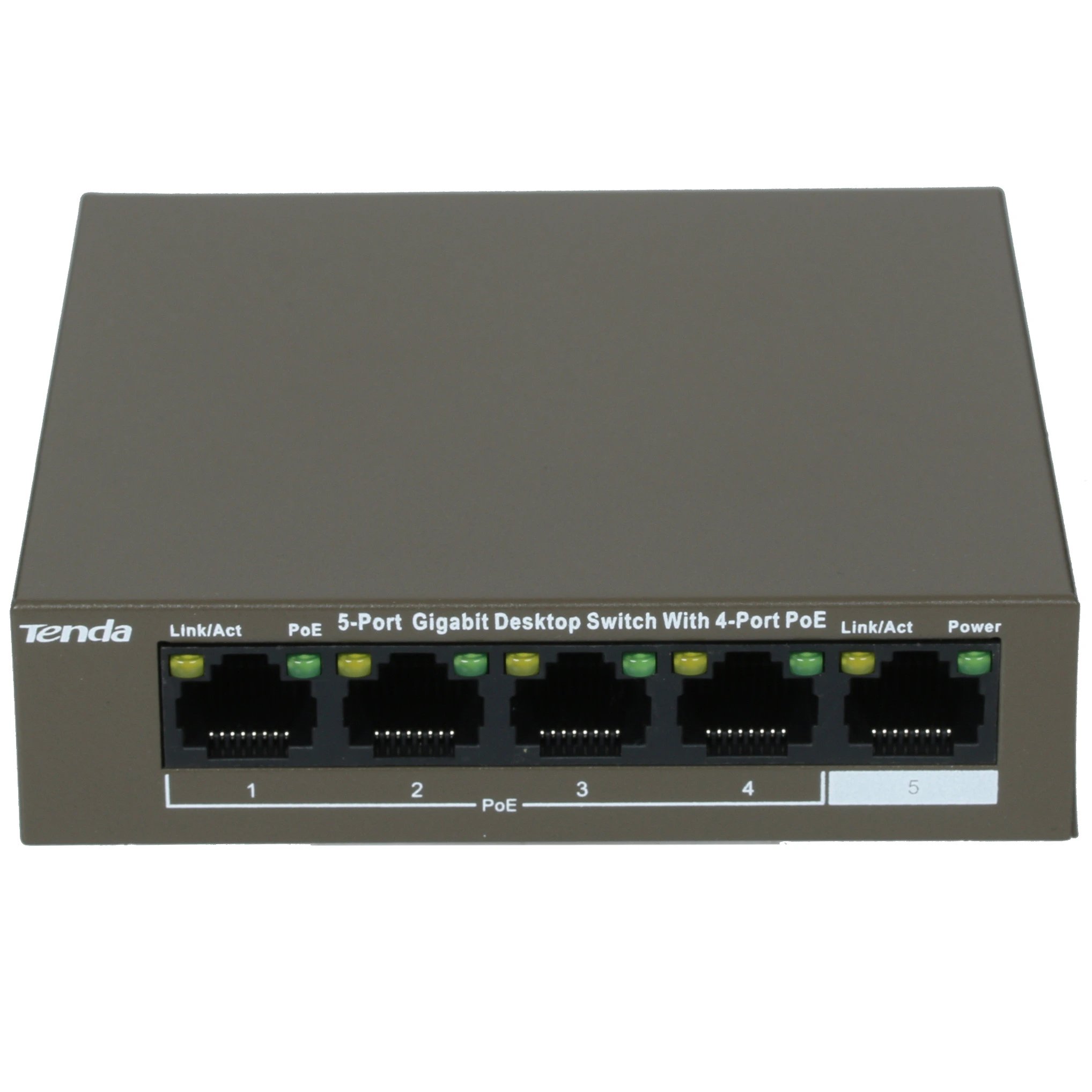 Коммутатор TENDA TEG1105P-4-63W, неуправляемый гигабитный 5 портовый PoE, 5*10/1000 Mbps Base-TX (1/30)