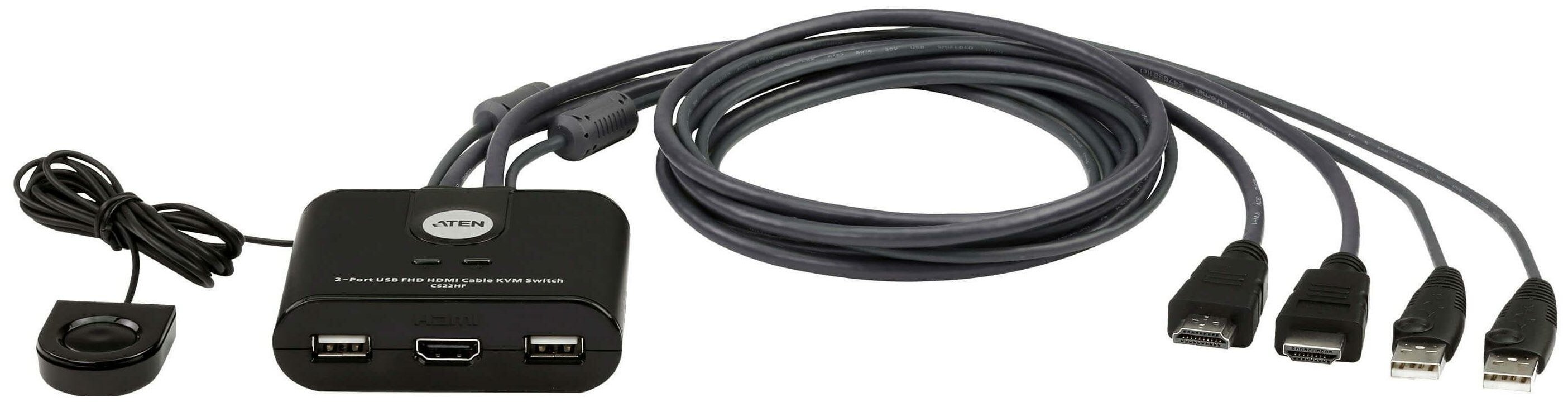 KVM-переключатель Aten CS22HF 2-Port USB FHD HDMI Cable KVM Switch