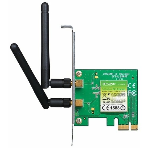 TP-LINK TL-WN881ND, Wi-Fi PCI-E Адаптер, 300Mbps, Atheros, 2T2R, 2.4GHz, 802.11n/g/b, 2 detachable antennas