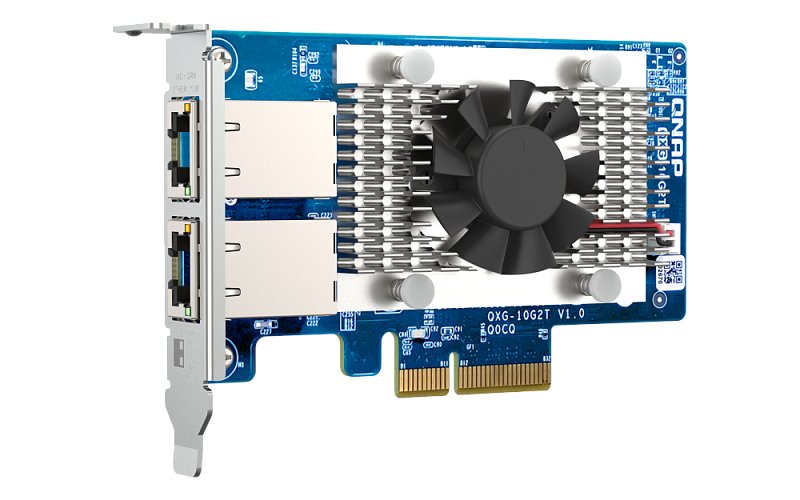 Сетевая карта QNAP QXG-10G2T Dual-port BASET 10GbE network expansion card; low-profile form factor; PCIe Gen3 x4