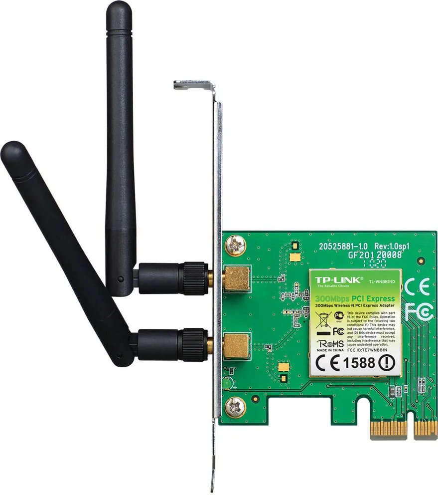 PCI Express адаптер TP-LINK TL-WN881ND WiFi PCI-E, USB 2.0 (ант.внеш.съем) 2ант. (1/40)
