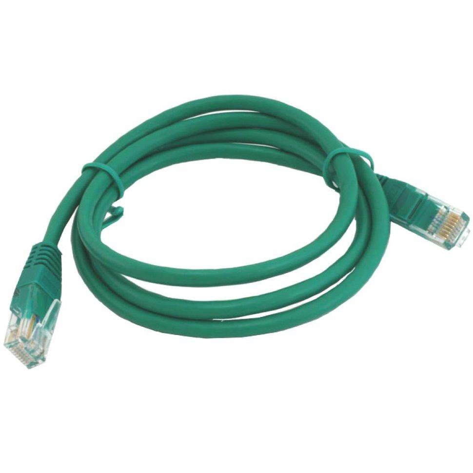 Патч-корд UTP5e, 2 м, литой, многожильный, биметалл CCA, 26AWG, PVC, зелёный CABLEXPERT PP12-2M/G