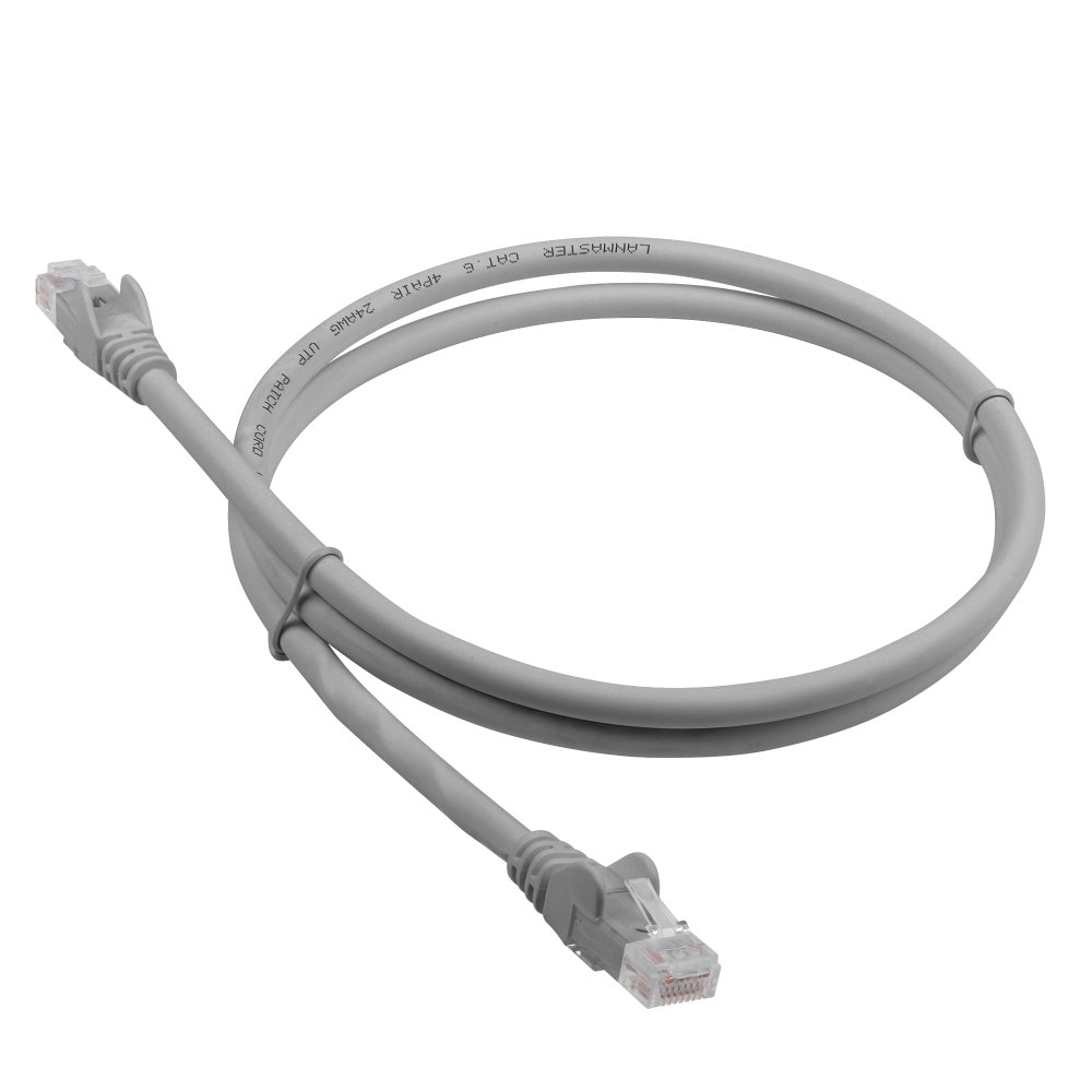 Патч-корд Lanmaster LAN-PC45/U6-2.0-GY вилка RJ-45-вилка RJ-45 кат.6 2м серый LSZH