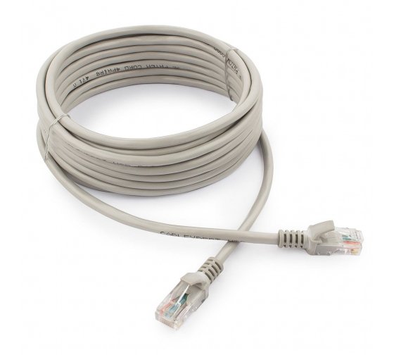 Патч-корд UTP5e, 5 м, литой, многожильный, биметалл CCA, 26AWG, PVC, красный CABLEXPERT PP12-5M/R