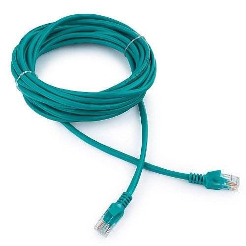 Патч-корд UTP5e, 5 м, литой, многожильный, биметалл CCA, 26AWG, PVC, зелёный CABLEXPERT PP12-5M/G