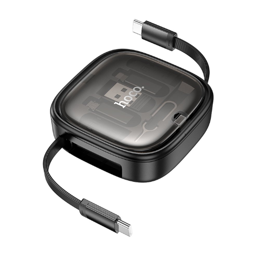 Кабель сетевой HOCO U140 Retractable charging data cable set Type-C - Type-C black