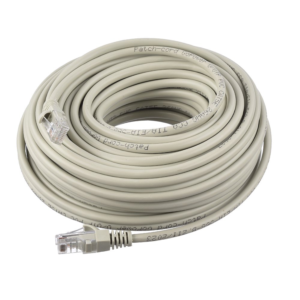Патч-корд GoPower RJ-45 (m)-RJ-45 (m) 20.0м кат.5е ПВХ 26AWG CCA серый Premium Zip-Lock c подвесом