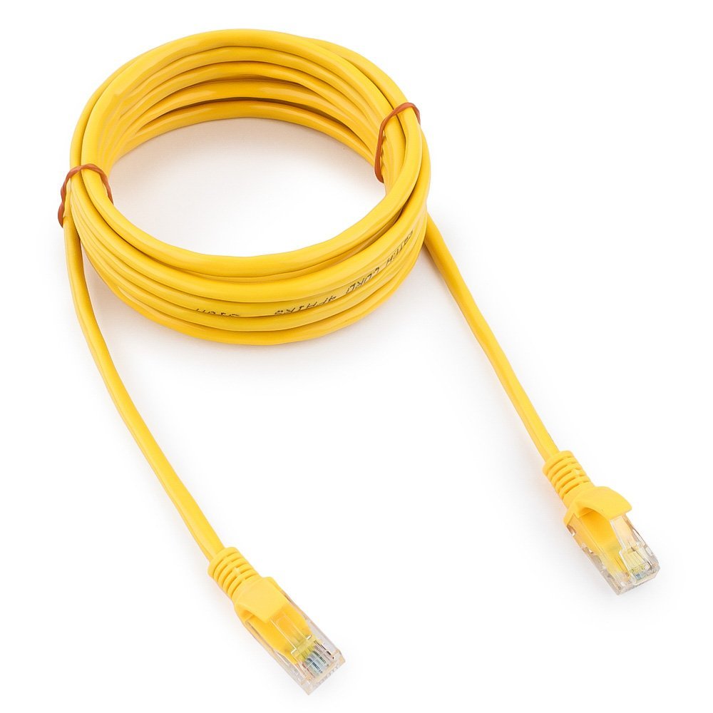 Патч-корд UTP5e, 3 м, литой, многожильный, биметалл CCA, 26AWG, PVC, жёлтый CABLEXPERT PP12-3M/Y