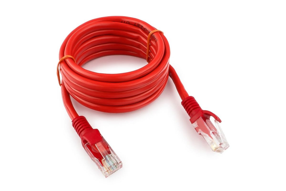 Патч-корд UTP5e, 2 м, литой, многожильный, биметалл CCA, 26AWG, PVC, красный CABLEXPERT PP12-2M/R