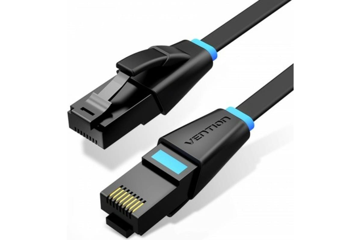 Патч-корд Vention IBJBJ прямой UTP cat.6, RJ45 - 5м. плоский Черный