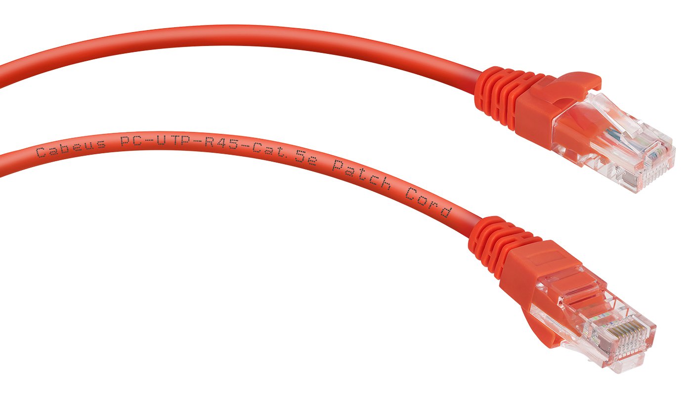 Патч-корд Cabeus PC-UTP-RJ45-Cat.5e-1m-RD неэкранированный, красный
