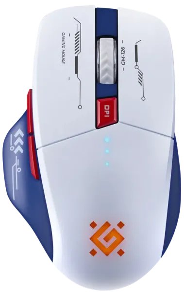 Беспроводная игровая мышь DEFENDER Tisa GM-126 бел+син,LED,7D,2.4+BT,1600dpi (1/60)