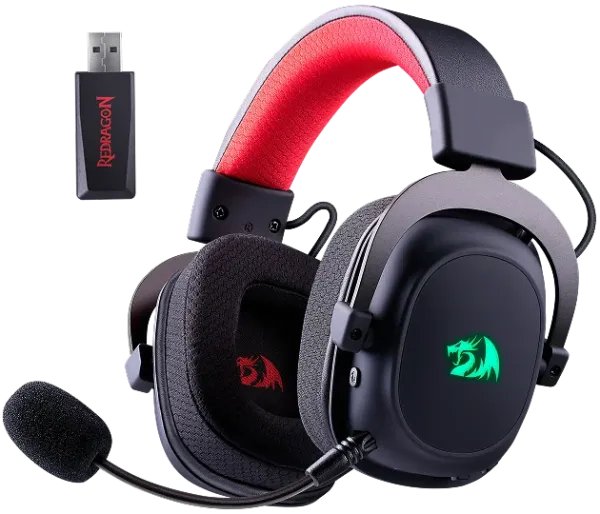 Беспроводная гарнитура REDRAGON Zeus Pro б.п.(BT,2.4G)/проводной,черный (1/10)