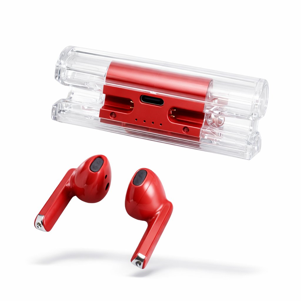 Наушники TWS T1 bluetooth v. 5.3 красные 20 Гц-20 кГц 30/200 мАч