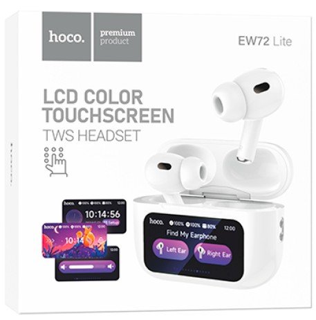 Блютуз гарнитура TWS Hoco EW72 Lite/ сенсорный экран / Белый, (Арт. HC-51004)