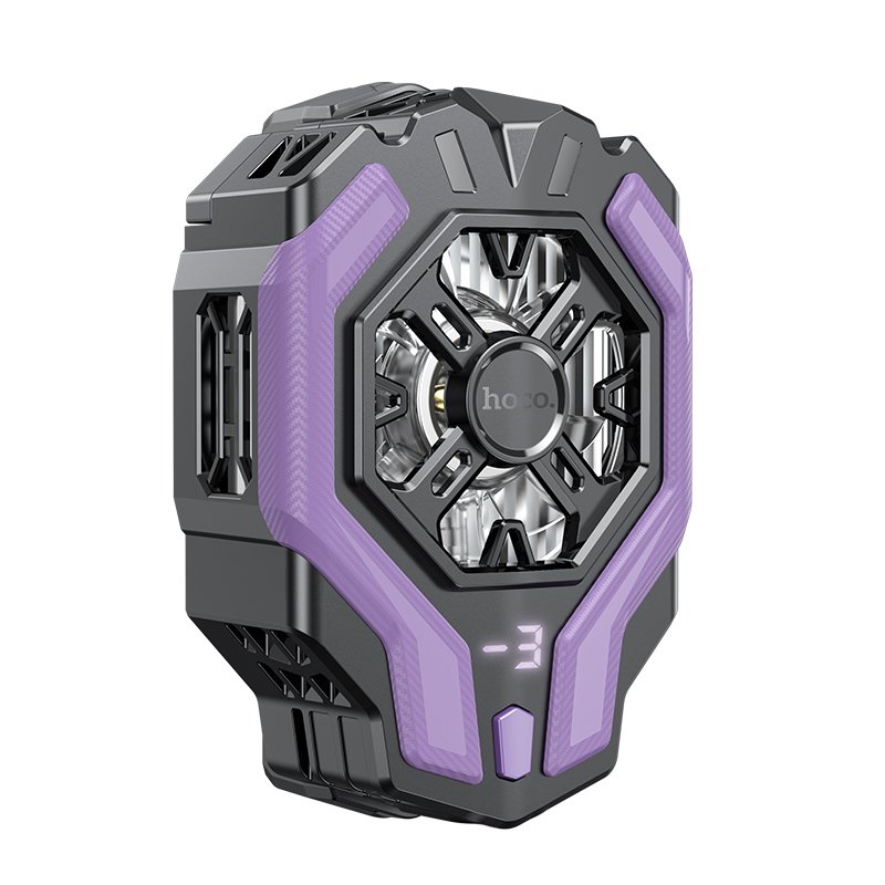 Кулер игровой (охлаждение) для смартфонов HOCO GM26 Ambitious cooling mobile phone fan (черный/фиолетовый)
