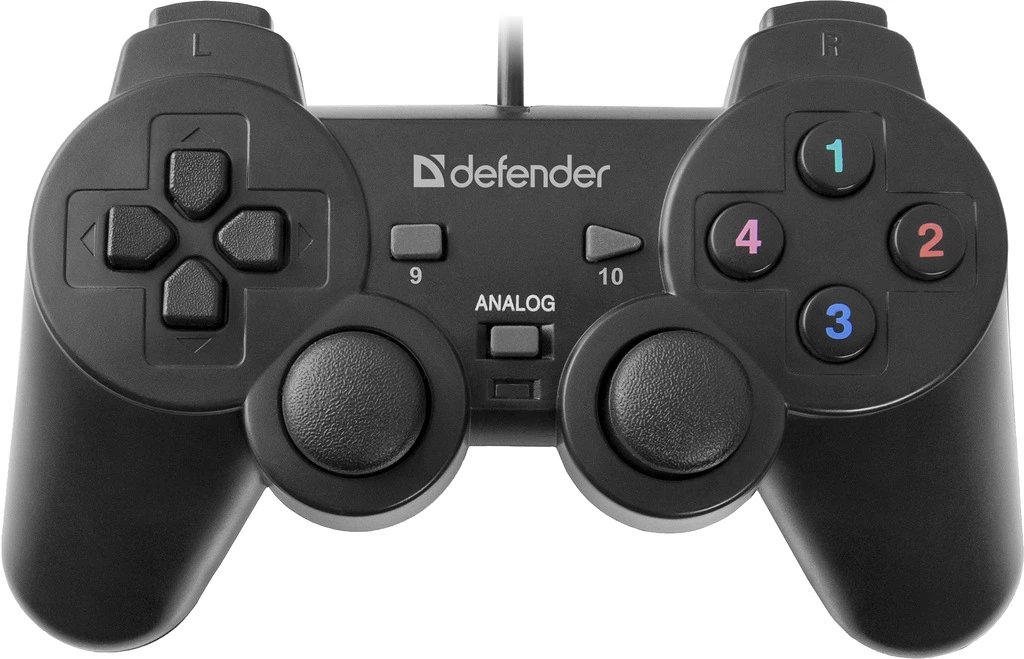 Проводной геймпад DEFENDER Omega USB,12 кнопок, 2 стика, черный (1/20/40)