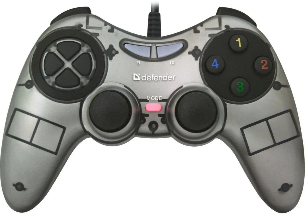 Проводной геймпад DEFENDER Zoom USB Xinput, 10 кнопок, 2 стика, USB, серый (1/40)