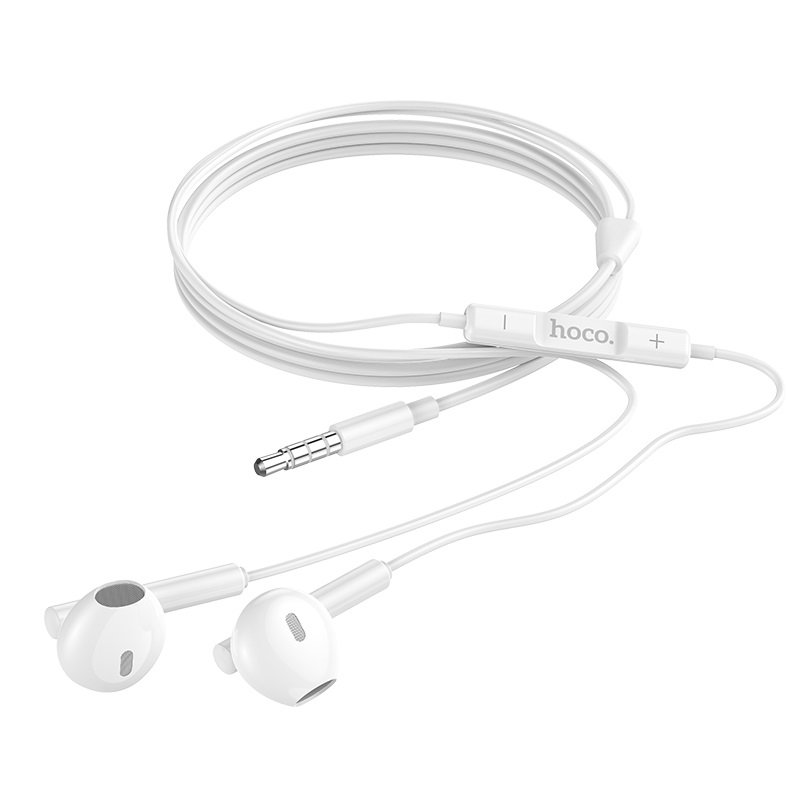 Наушники HOCO M64 Melodious wire control earphones with mic (белый)