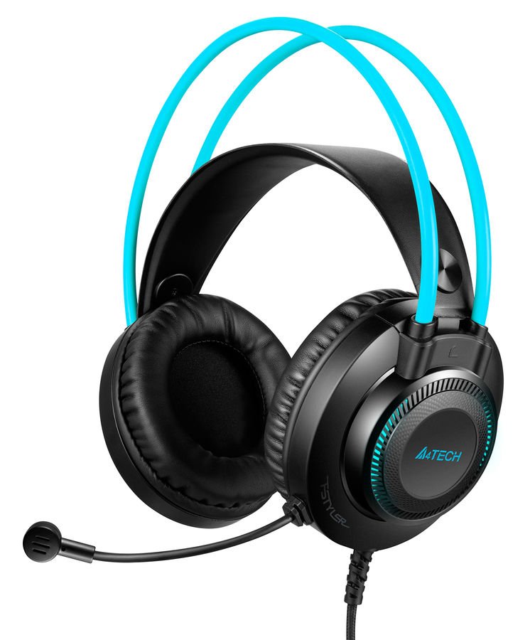 Наушники полноразмерные проводные, с микрофоном A4TECH Fstyler FH200i, 1,8м (серый синий)