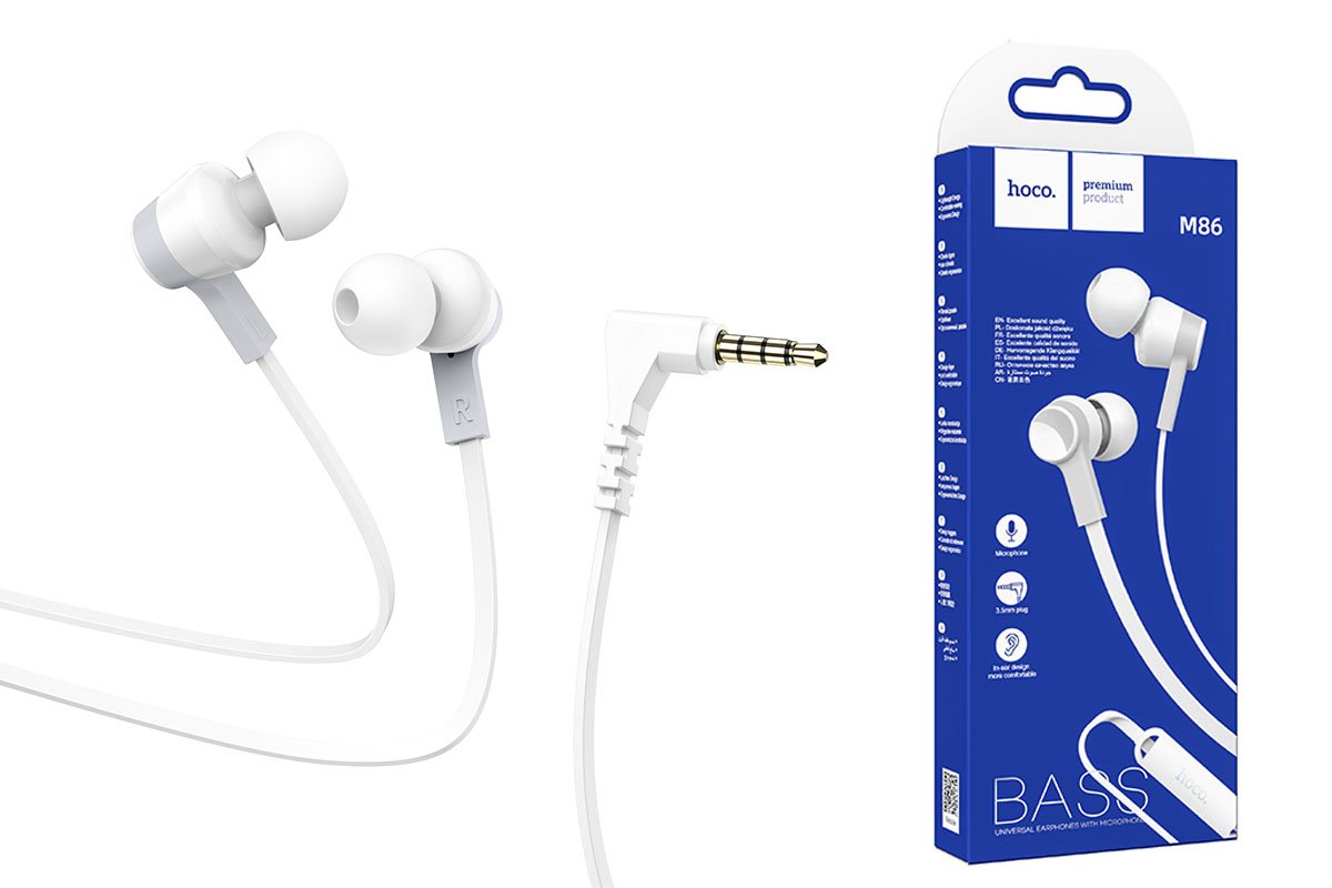 Наушники HOCO M86 Oceanic universal earphones with mic (белый)