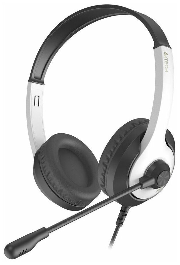 Наушники полноразмерные проводные, с микрофоном A4TECH Fstyler FH100U 2м накладные USB оголовье (белый/черный)