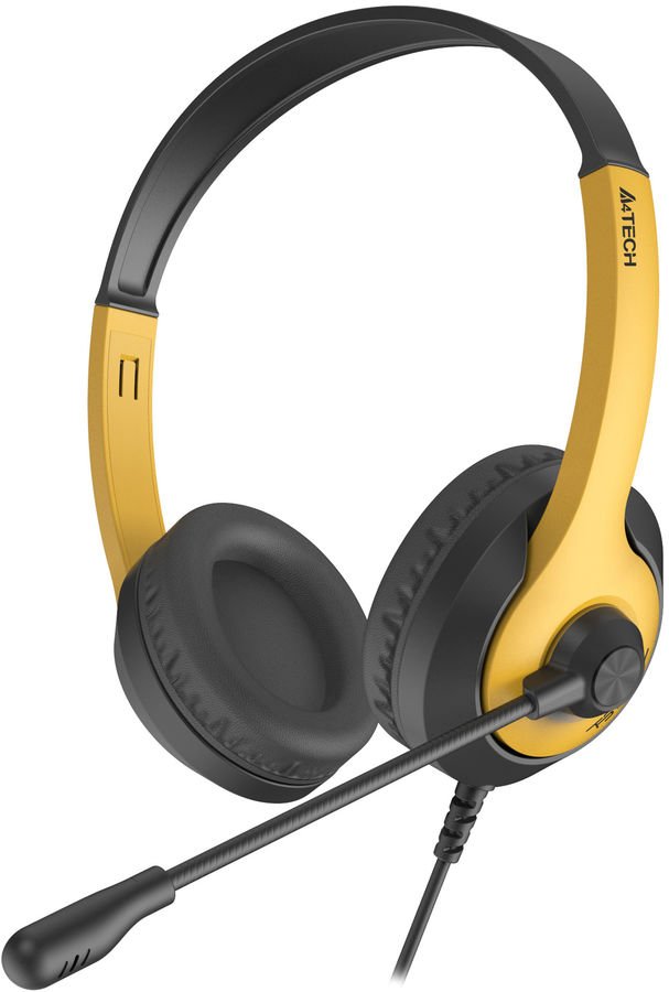 Наушники полноразмерные проводные, с микрофоном A4TECH Fstyler FH100U (желтый/черный)