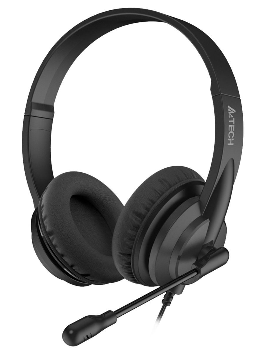 Наушники полноразмерные проводные, с микрофоном A4TECH HU-10 (черный)