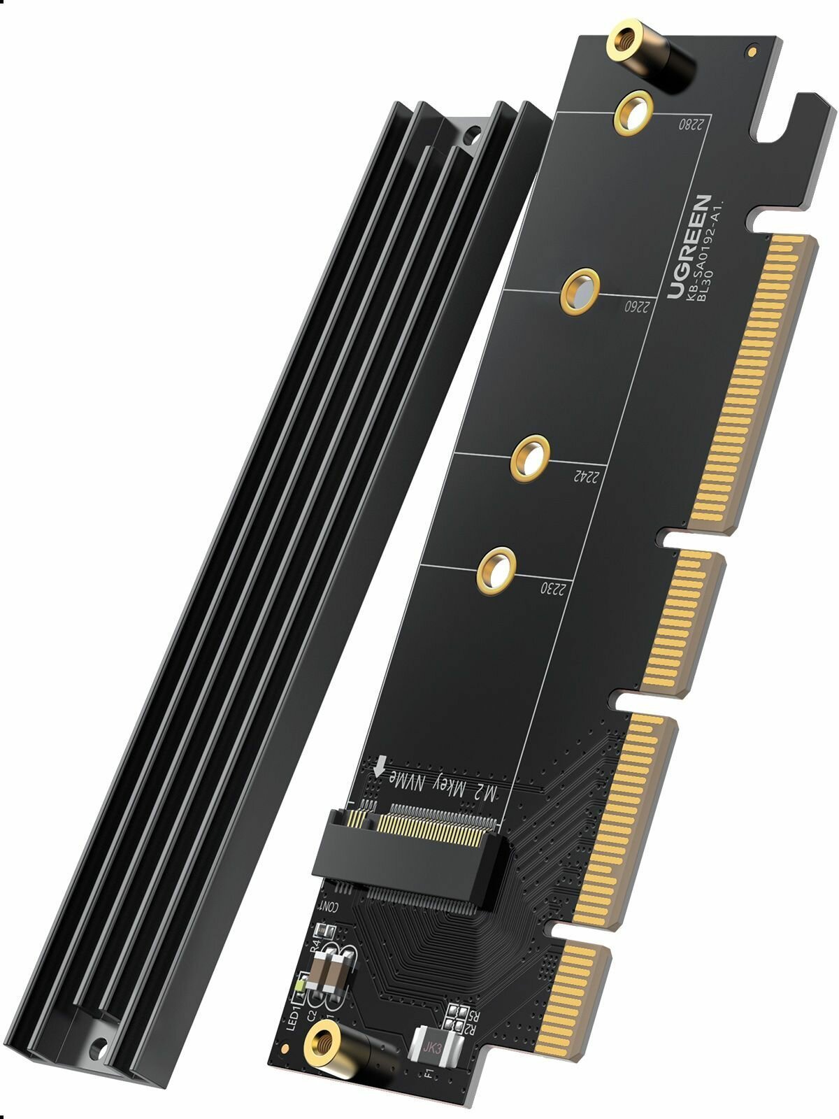 Контроллер UGREEN CM465 (30715) PCIe 4.0(16×) to M.2 NVMe Expansion Card Black
