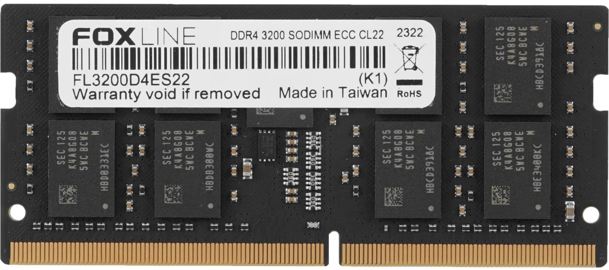ОЗУ Foxline FL3200D4ES22-32G SODIMM 32GB 3200 DDR4 ECC CL22 (2Gb*8)