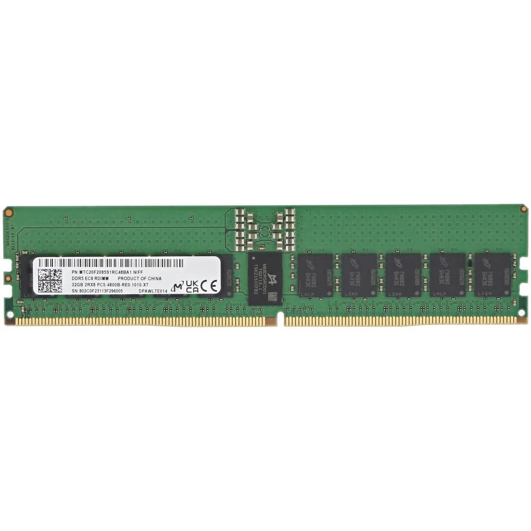 ОЗУ Micron MTC20F2085S1RC48BA1 DDR5 RDIMM 32GB 2Rx8 4800 MHz ECC Registered, 1 year, OEM